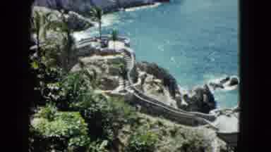 Acapulco Mexico (1962): View Of Blue Sea And Stone Coastal Platforms On A Bright