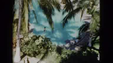 Acapulco Mexico (1962): Person Delivering Pizza To Tropical Lagoon While Another