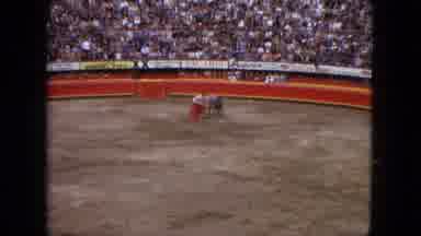 Acapulco Mexico (1962): Grey Bull Charges Red Cloth Held By Matador Inside Arena