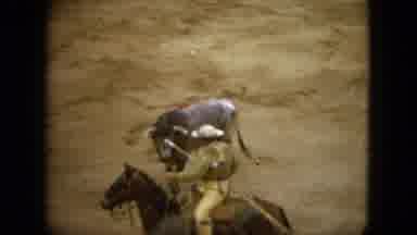 Acapulco Mexico (1962): Grey Bull Charges Man On Horseback In Arena On A Clear Day