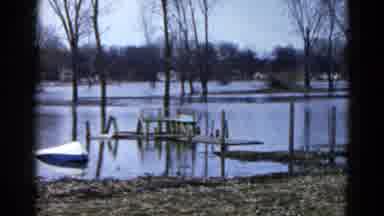 Wauconda Illinois USA (1961): View Of Blue Object Floating On Flooded Lake On A