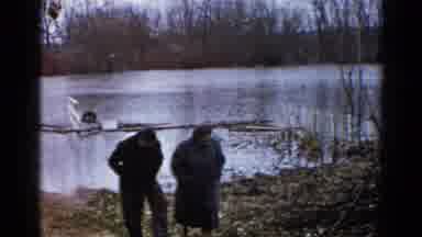 Wauconda Illinois USA (1961): Two People Walking Together On A Dreary Day Close To