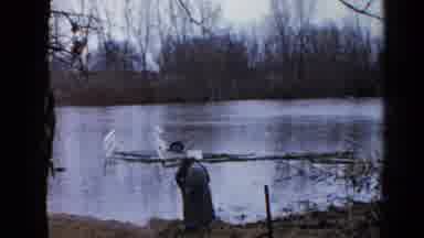 Wauconda Illinois USA (1961): Conversation Of Two People At The Pond In Gloomy