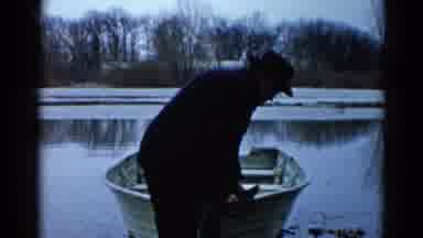 Wauconda Illinois USA (1961): River Is Beautiful But One Men Driving To Ship In