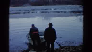Wauconda Illinois USA (1961): Two Men Put A Rowboat Into The Placid Lake And Chat