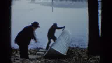 Wauconda Illinois USA (1961): Two Men Getting Ready To Launch Small Row Boat For A
