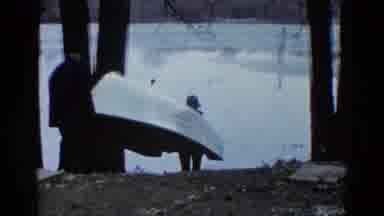 Wauconda Illinois USA (1961): Carrying The Rowboat To The Lake