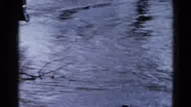 Wauconda Illinois USA (1961): Old Video Of Flooding On A Road With A Car