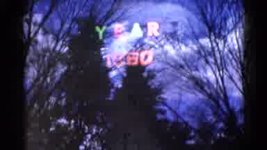 Wauconda Illinois USA (1961): Happy New Year 1960 Sign And Green Trees On A Clear