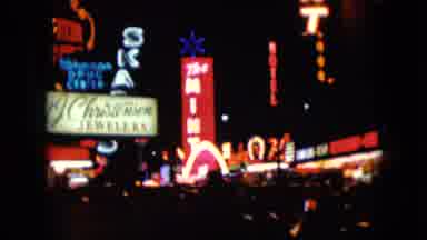Nevada USA (1961): In A Busy Downtown Area Neon Lights Shine In The Darkness