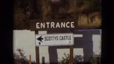 NEVADA USA-1961: Entrance Sign For Scotty's Castle With Directional Arrow