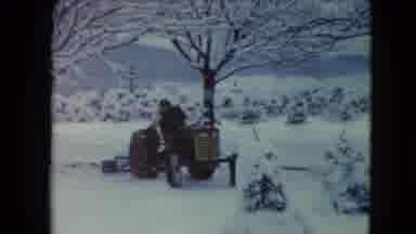Jamestown Wisconsin USA (1961): Man Clearing A Driveway Of Snow With A Blade