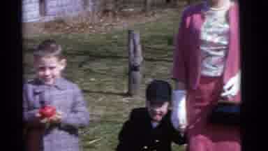 Camden New Jersey USA (1961): Fancy Lady Standing Outside With Three Kids