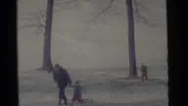 Camden New Jersey USA (1961): Children Play In The Snow As Parent Walks On Child