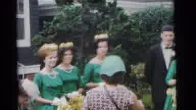 Camden New Jersey USA (1961): Bride And Groom With Bridesmaids In Green And Best