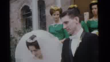 Camden New Jersey USA (1961): Bride With Veil And Groom In Tuxedo Stand Outside