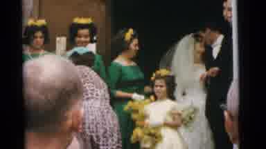 Camden New Jersey USA (1961): Bridal Party Wearing Green Dresses Stand In Church
