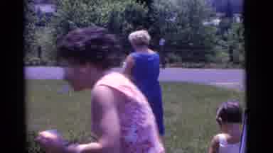 Camden New Jersey USA (1961): Baby Plays With A Bird Bath In The Yard While