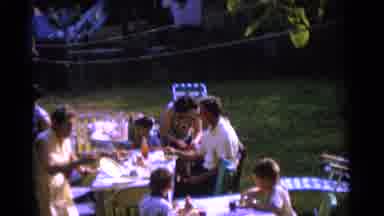 Camden New Jersey USA (1961): Backyard Picnic With Multiple Tables Full Of Hungry