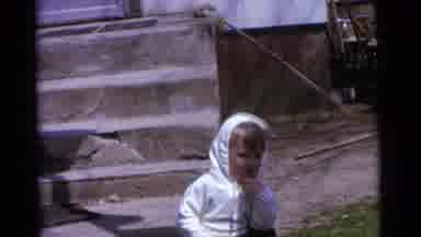 Camden New Jersey USA (1961): Boy Waits For His Colleague At The Door Of His House