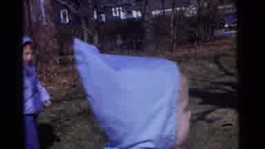 Camden New Jersey USA (1961): Three Little Children In Matching Blue Coats Play