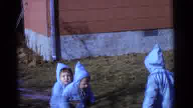 Camden New Jersey USA (1961): Three Kids Play In Front Of A Large Farm House