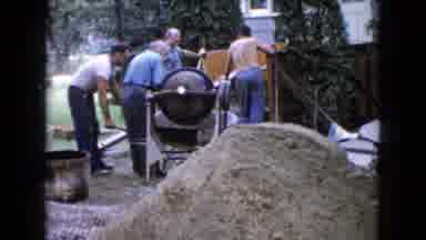 Wauconda Illinois USA (1960): Men Laying Foundation In Someone's Home Dirt That