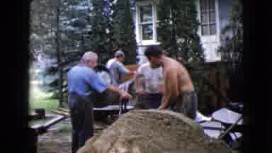 Wauconda Illinois USA (1960): A Few Men Are Engaged In Mixing Concrete In Front Of