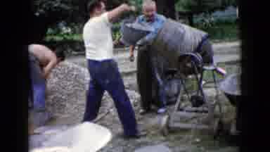 Wauconda Illinois USA (1960): Group Of Older Men Working With Gravel And Cement To