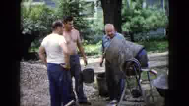 Wauconda Illinois USA (1960): Three Men Working Outside Fixing On House Iems