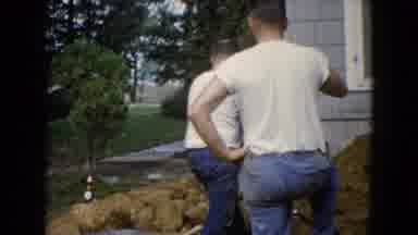 Wauconda Illinois USA (1960): Men Shovelling Dirt Outside