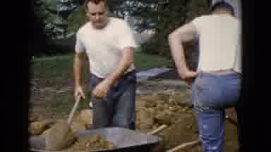 Wauconda Illinois USA (1960): Construction Working Men Tools Sand Day Near House