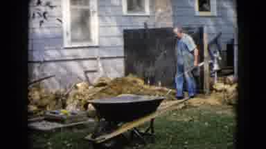 Wauconda Illinois USA (1960): Men Begin Constructing A Porch And Steps To Back