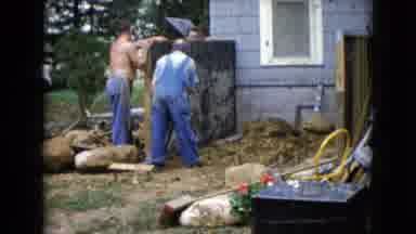 Wauconda Illinois USA (1960): Three Mens Are Working In The Front Of The House