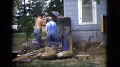 Wauconda Illinois USA (1960): Three Men Working On Construction On An Uncompleted