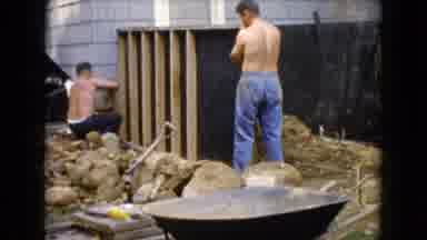 Wauconda Illinois USA (1960): One Worker Hammer Nailing Wood Second Working