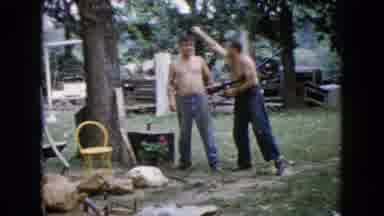 Wauconda Illinois USA (1960): Old School Vintage Men Having Fun Backyard
