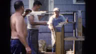 Wauconda Illinois USA (1960): Men Working Outside On Building A Structure While