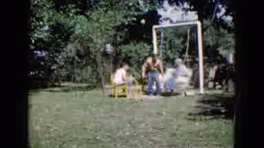 Wauconda Illinois USA (1960): A Group Of Elderly People Swinging On A Bench Swing