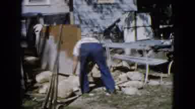 Wauconda Illinois USA (1960): Man Building With Stone