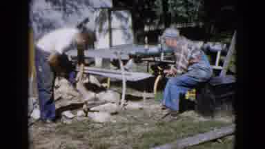 Wauconda Illinois USA (1960): Brick Mason Outside Working On A Table Making Mortar