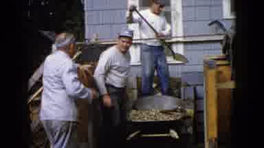 Wauconda Illinois USA (1960): Three Men Engaged In Concrete Works With Shovels On