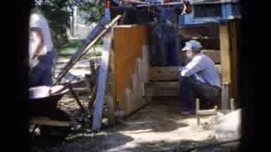 Wauconda Illinois USA (1960): Three Men Building A Frame For A Concrete Staircase