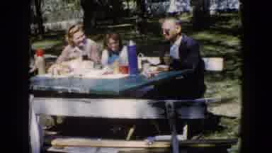 Wauconda Illinois USA (1960): Smiling Women And Older Gentleman Enjoying A Picnic