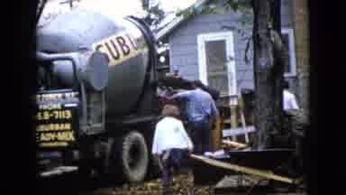 Wauconda Illinois USA (1960): Guys Pouring Concrete