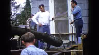 Wauconda Illinois USA (1960): Workers Discuss Where To Pour Concrete From A Truck