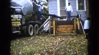 Wauconda Illinois USA (1960): Three Men Pour Concrete From A Cement Lorry Near A