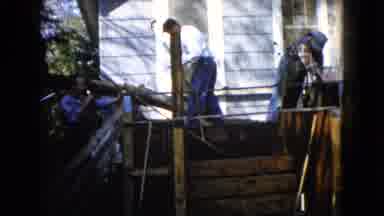 Wauconda Illinois USA (1960): Men Are Hoisting A House From Its Position To Move