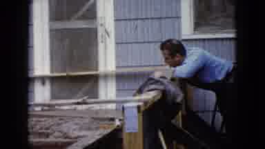 Wauconda Illinois USA (1960): Men Pouring Concrete To Build Steps