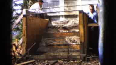 Wauconda Illinois USA (1960): Three Men Working On Pouring Concrete Steps With